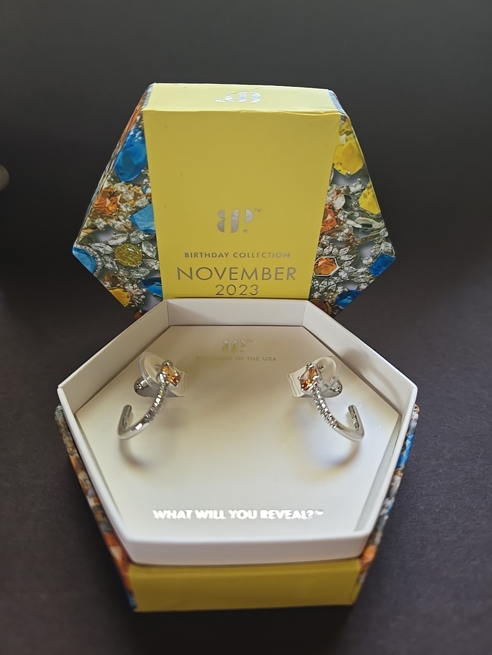 November Birthstone Yellow Topaz Silver Cuff Earrings
